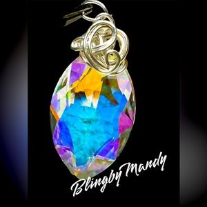 Silver plated copper wire wrapped titanium bead pendant